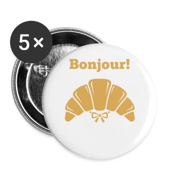 Breakfast Bonjour Funny Brunch Coffee Pancake - Buttons large 2.2''/56 mm (5-pack) - white - Front