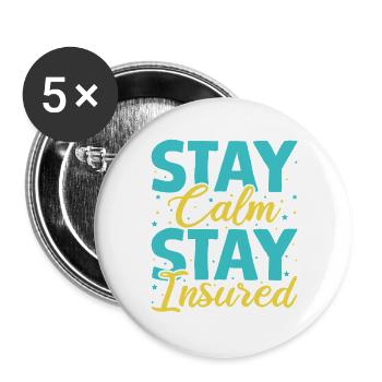 Agent d’assurance Reste calme Reste drôle Assurance - Lot de 5 grands badges (56 mm) - blanc - Devant