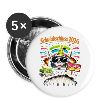 Schulabschluss 2026 - das WLAN hat fertig - Buttons groß 56 mm (5er Pack) - Weiß - Vorne