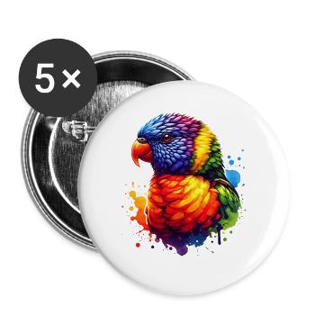 Forest lorikeet motif - Buttons large 2.2''/56 mm (5-pack) - white - Front