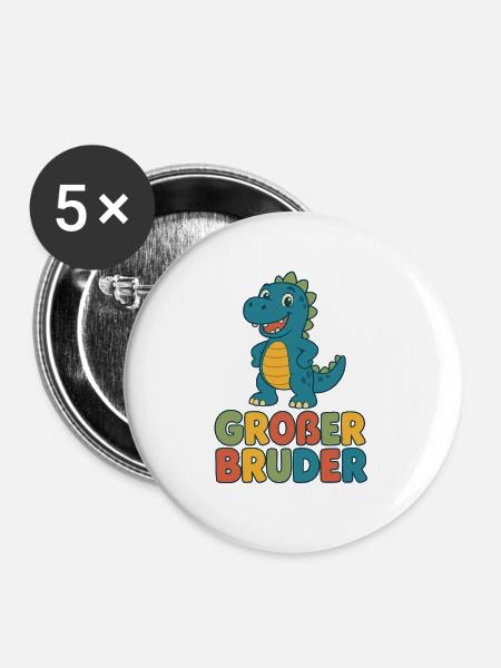 Dinosaurier Großer Bruder - Buttons groß 56 mm (5er Pack) - Weiß