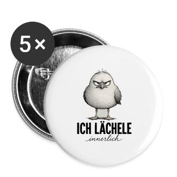  Ich Lächele Innerlich Lustiger Mürrischer Vogel - Buttons groß 56 mm (5er Pack) - Weiß - Vorne