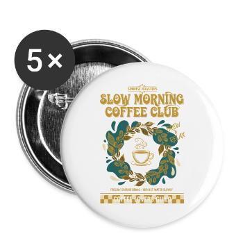 Breakfast Coffee Brunch Pancake Bacon Food Funny - Buttons large 2.2''/56 mm (5-pack) - white - Front