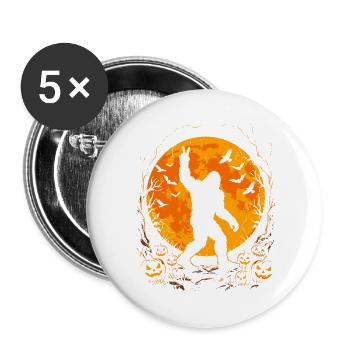 Halloween, Bigfoot, Moon, Pumpkin - Buttons large 2.2''/56 mm (5-pack) - white - Front