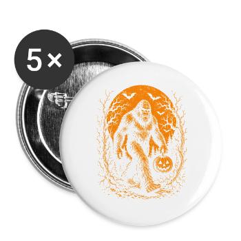 Halloween, Bigfoot, Moon, Pumpkin - Buttons large 2.2''/56 mm (5-pack) - white - Front