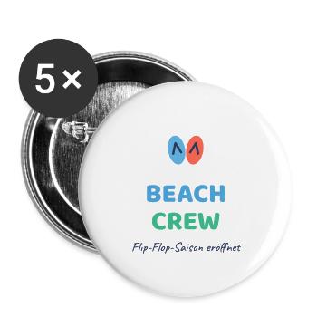 Beach Crew mit Flip-Flops - Buttons groß 56 mm (5er Pack) - Weiß - Vorne