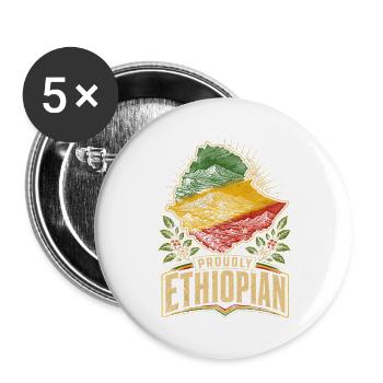 Éthiopie Éthiopien Fièrement Éthiopien - Lot de 5 grands badges (56 mm) - blanc - Devant