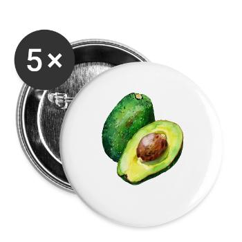 Avocat frais - Lot de 5 grands badges (56 mm) - blanc - Devant