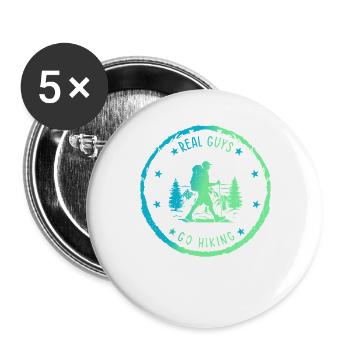 Adventure Hiking - Real guys go Hiking - Buttons large 2.2''/56 mm (5-pack) - white - Front