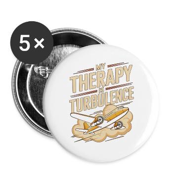 Private Pilot My Therapy Is Turbulence Aviation - Buttons large 2.2''/56 mm (5-pack) - white - Front