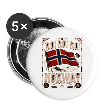 Rock Roll Norway Norway Viking Flag Mountains - Buttons large 2.2''/56 mm (5-pack) - white - Front