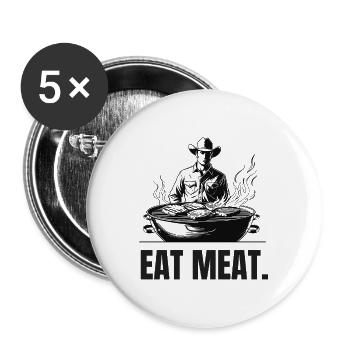 EAT MEAT | Carnivore T-Shirt | Steak Statement - Buttons large 2.2''/56 mm (5-pack) - white - Front