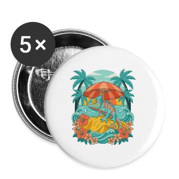 Caméléon tropical - Lot de 5 grands badges (56 mm) - blanc - Devant