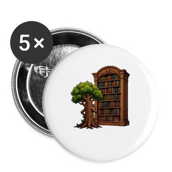 Arbre rencontrant la bibliothèque - Lot de 5 grands badges (56 mm) - blanc - Devant