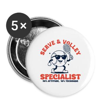 Tennis Retro Tennis Ball Serve & Volley Specialist - Buttons large 2.2''/56 mm (5-pack) - white - Front