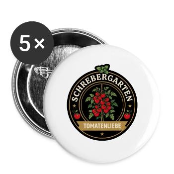 Tomatenliebe Logo aus Schirebergarten - Buttons groß 56 mm (5er Pack) - Weiß - Vorne