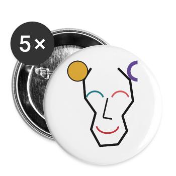 Cheerful Colorful Geometric Face - Buttons large 2.2''/56 mm (5-pack) - white - Front