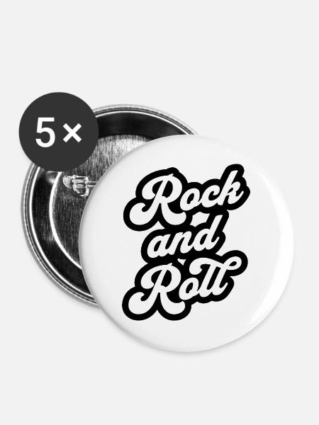 Rock 'n' Roll - Buttons groß 56 mm (5er Pack) - Weiß