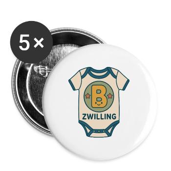 Zwilling Babybody Buchstabe B - Buttons groß 56 mm (5er Pack) - Weiß - Vorne
