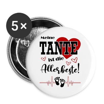Meine Tante ist die beste Baby Säugling Füße - Buttons groß 56 mm (5er Pack) - Weiß - Vorne