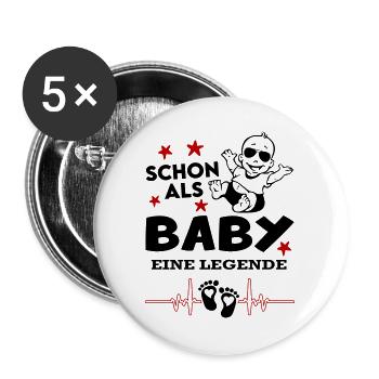 Schon als Baby eine Legende Säugling Strampler - Buttons groß 56 mm (5er Pack) - Weiß - Vorne