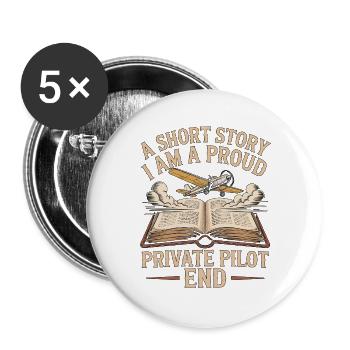 Private Pilot A Short Story I Am Flight Attendant - Buttons large 2.2''/56 mm (5-pack) - white - Front