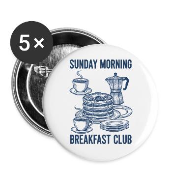 Breakfast Brunch Coffee Sunday Morning Breakfast - Buttons large 2.2''/56 mm (5-pack) - white - Front