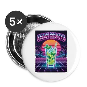 Barman de cocktails Mojito pour enterrement de vie de garçon - Lot de 5 grands badges (56 mm) - blanc - Devant