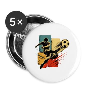 Fußball Retro Vintage - Buttons groß 56 mm (5er Pack) - Weiß - Vorne
