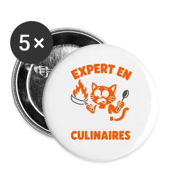 Expert en catastrophes culinaires - Lot de 5 grands badges (56 mm) - blanc - Devant