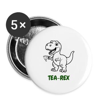 Tea-Rex Tee-Genießer - Buttons groß 56 mm (5er Pack) - Weiß - Vorne