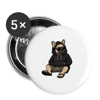 Bouledogue français Frenchie Propriétaire de Frenchie - Lot de 5 grands badges (56 mm) - blanc - Devant