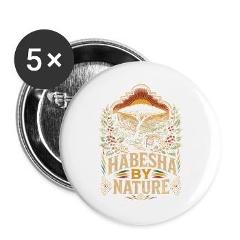 Äthiopien Äthiopisch Äthiopier Habesha By Nature - Buttons groß 56 mm (5er Pack) - Weiß - Vorne