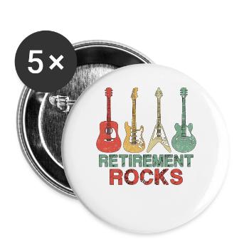 Retirement Rocks - Buttons groß 56 mm (5er Pack) - Weiß - Vorne