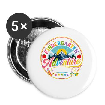 Aventure Maternelle Rentrée Scolaire Colorée - Lot de 5 grands badges (56 mm) - blanc - Devant