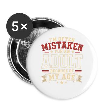 Pris Pour Un Adulte Humour Âge Vintage Rouge - Lot de 5 grands badges (56 mm) - blanc - Devant