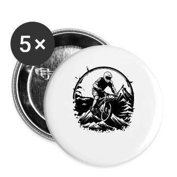 Mountainbiken - Buttons groß 56 mm (5er Pack) - Weiß - Vorne