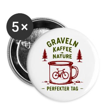 Graveln Kaffee Nature Bike - Buttons groß 56 mm (5er Pack) - Weiß - Vorne