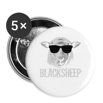 Schwarzes Schaf mit Sonnenbrille - Buttons groß 56 mm (5er Pack) - Weiß - Vorne