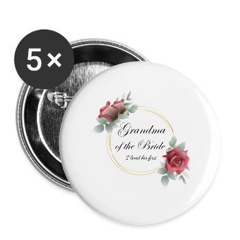 Grandma Bride Roses - Buttons large 2.2''/56 mm (5-pack) - white - Front