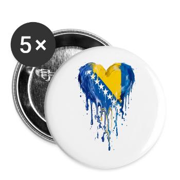Tropfendes Herz von Bosnien und Herzegowina - Buttons groß 56 mm (5er Pack) - Weiß - Vorne