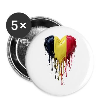 Tropfendes Belgien-Herz - Buttons groß 56 mm (5er Pack) - Weiß - Vorne