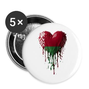 Tropfende Herzflagge von Belarus - Buttons groß 56 mm (5er Pack) - Weiß - Vorne
