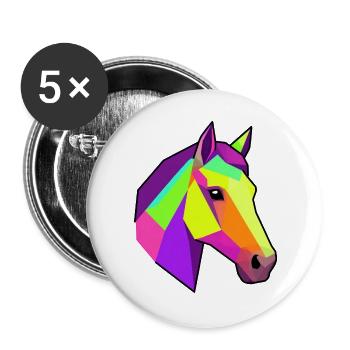 Cheval arc-en-ciel géométrique | Conception des chevaux - Lot de 5 grands badges (56 mm) - blanc - Devant