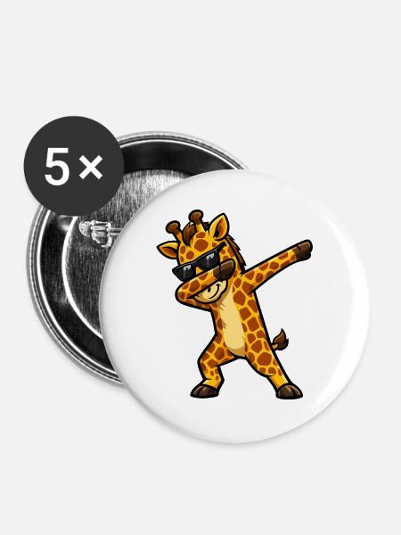Dabbing Giraffe - Buttons groß 56 mm (5er Pack) - Weiß