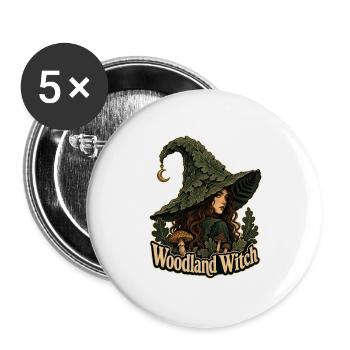 Sorcière Sombre des Bois, Sorcière des Bois Feuille Chapeau Cresc - Lot de 5 grands badges (56 mm) - blanc - Devant