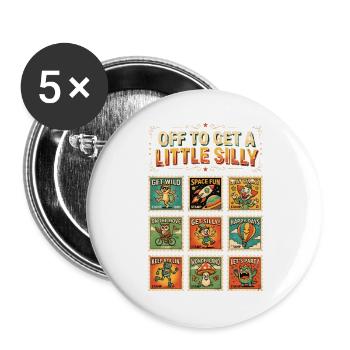 Off To Get A Little Silly - Buttons large 2.2''/56 mm (5-pack) - white - Front