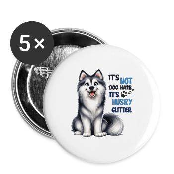 Husky Paillettes Husky Drôle Husky Dog Lover Design Merch - Lot de 5 grands badges (56 mm) - blanc - Devant