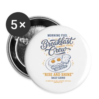 Frühstück Lustiger Brunch Kaffee Speck-Pfannkuchen-Essen - Buttons groß 56 mm (5er Pack) - Weiß - Vorne