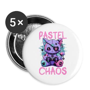 Pastel Goth Soft Goth Gaming Gamer - Buttons groß 56 mm (5er Pack) - Weiß - Vorne